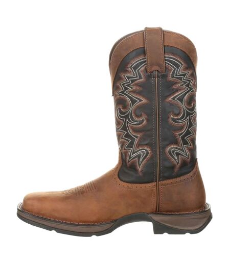 Mens Rebel Full Grain Leather Cowboy Boots Chocolate Midnight Durango
