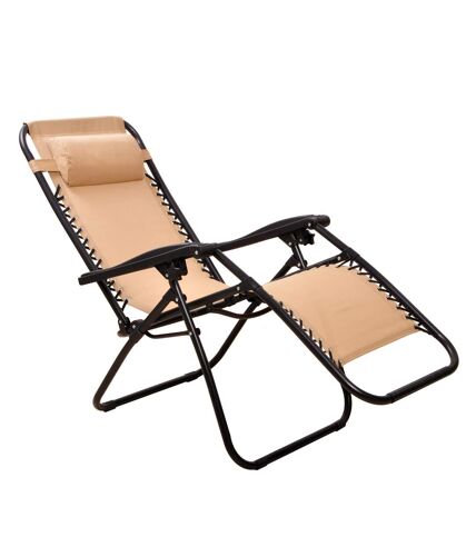 SupaGarden Zero Gravity Folding Garden Chair (Beige/Black) (One Size) - UTST7271
