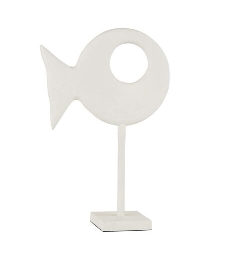 Statuette sur Pied Figurine Poisson 39cm Blanc