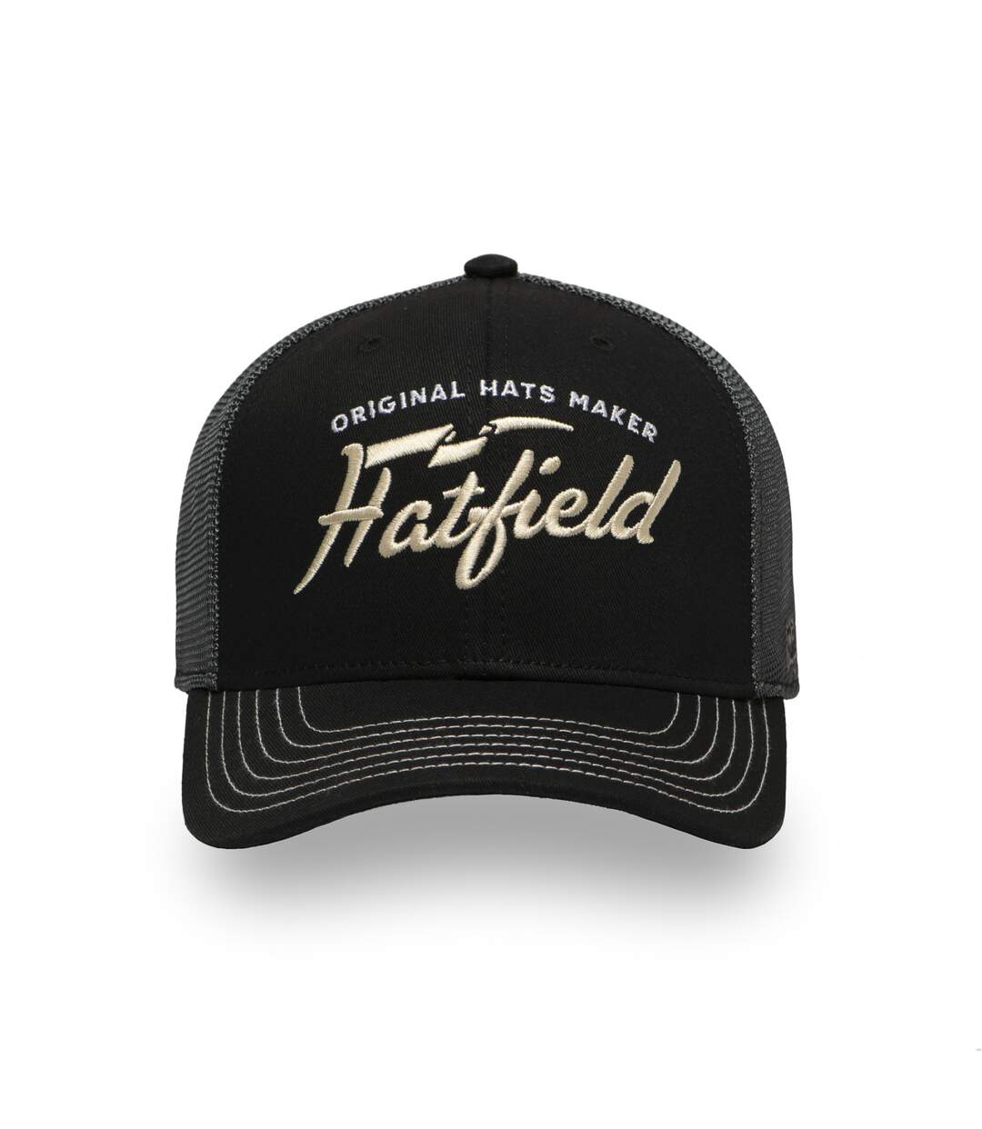 Casquette trucker avec filet semi curved avec broderie Beige Lo Hatfield-1