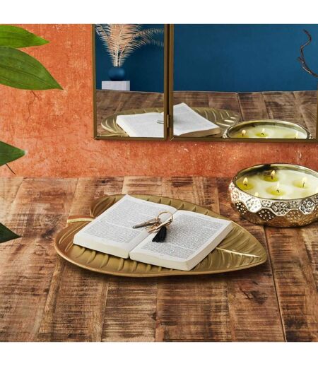 Vide-Poche Design Feuille 37cm Or