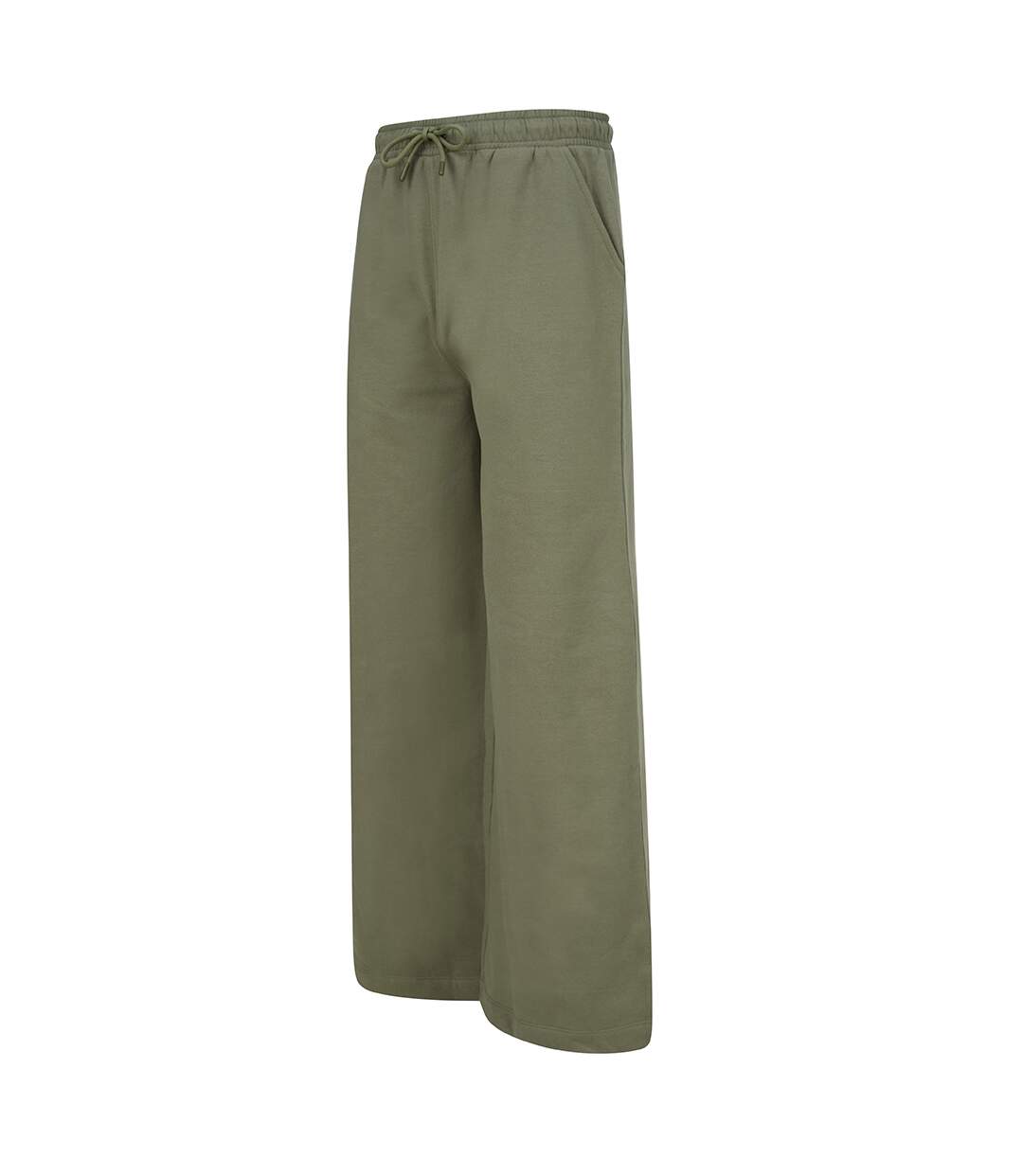 Womens/ladies Sustainable Wide Leg Jogging Bottoms Khaki Skinni Fit-4