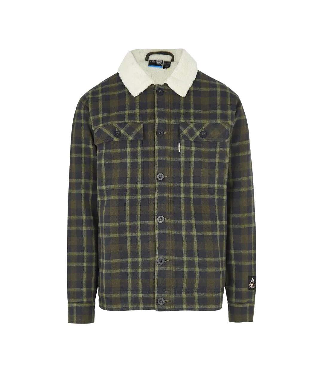 Veste à carreaux kaki homme o'neill fleece lined-1