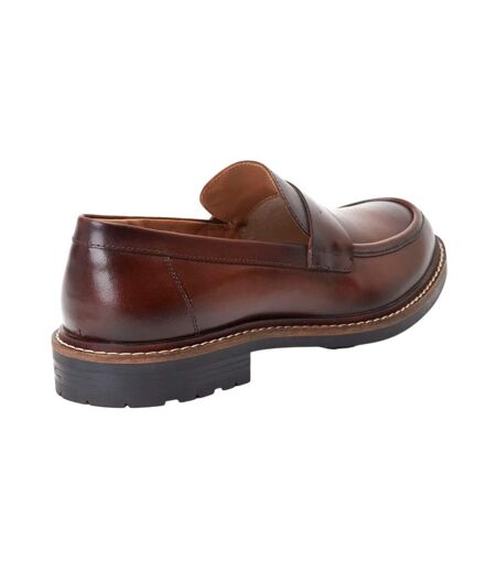 Mens Ivey Leather Loafers Burnt Brown Base London