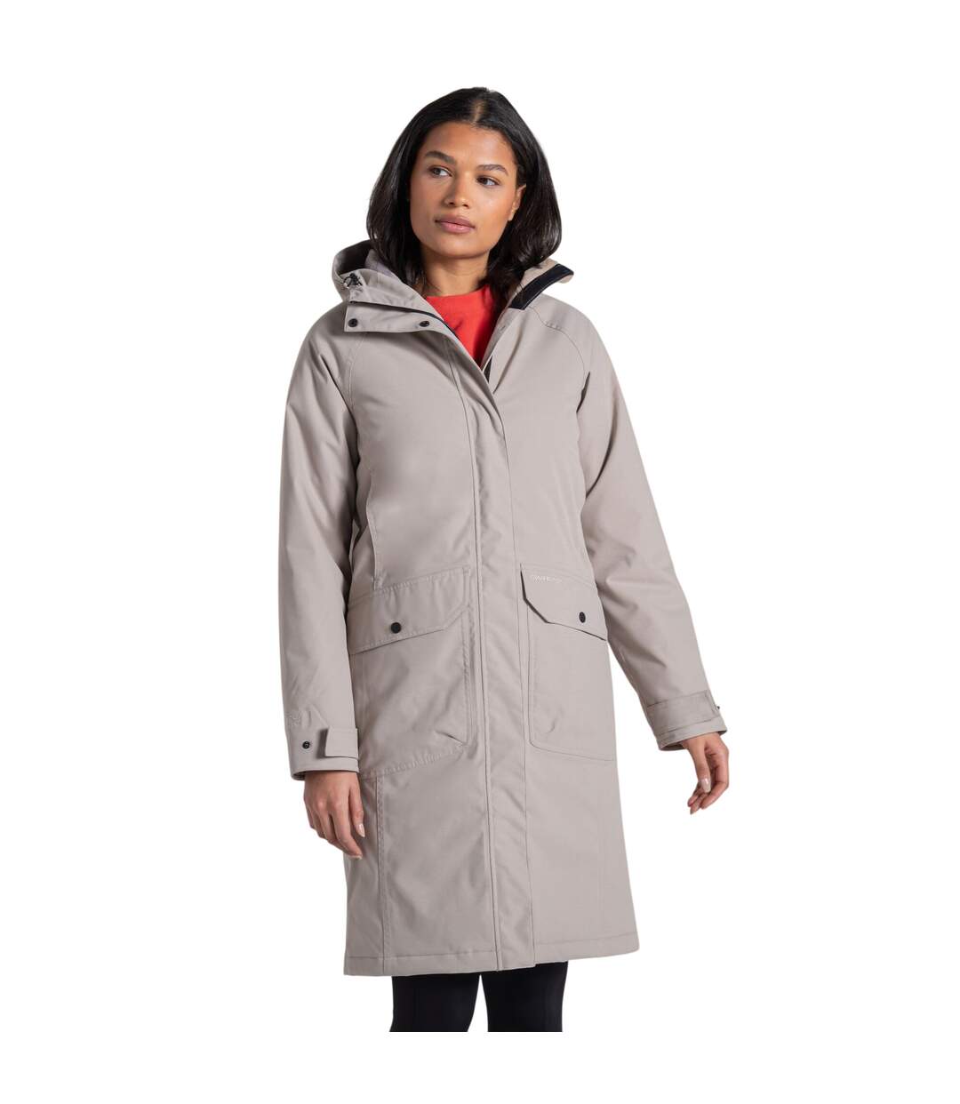 Veste Imperméable Longue Et Unie À Capuche Rosalind Femme Blanc Cassé Craghoppers-1
