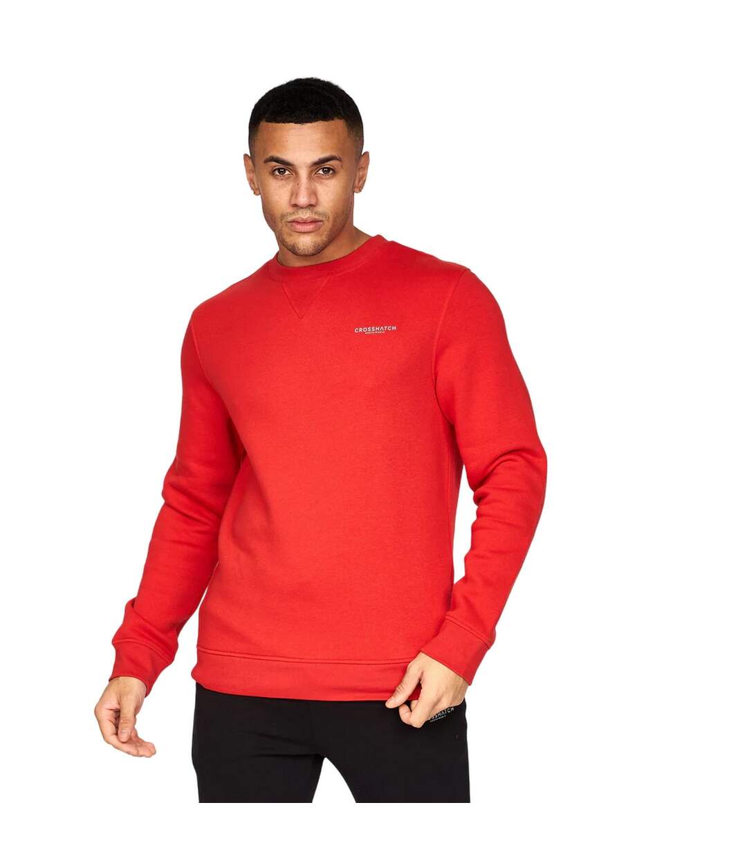 Pack of 2  Mens traymax crew neck sweatshirt  red/charcoal Crosshatch-3