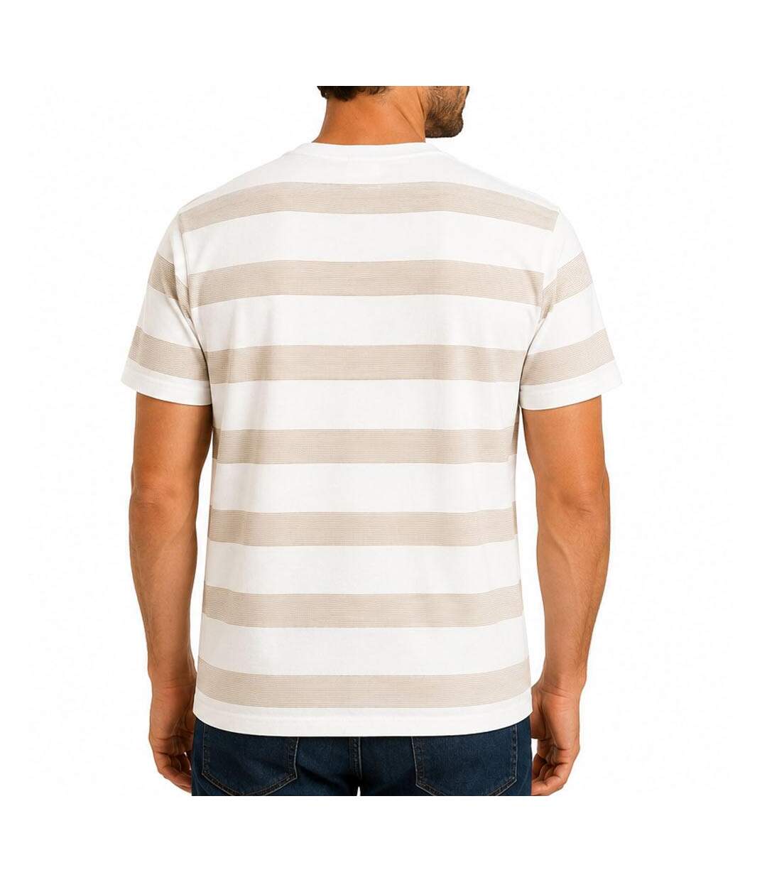 T-Shirt blanc/beige homme rms26 rayures-2