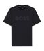 Mens Stripe Cotton Logo T-shirt Dark Blue Boss-1