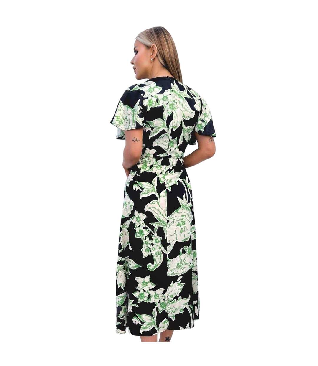 Womens/ladies Floral Wrap Dress Floral Multicoloured Print Ax-3