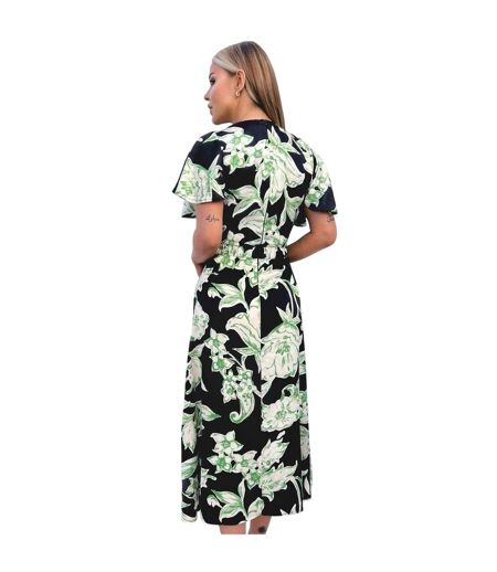 Womens/ladies Floral Wrap Dress Floral Multicoloured Print Ax