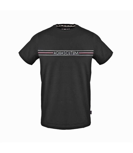T-shirt Motif/style Rayure Sur Poitrine Homme Noir Aquascutum