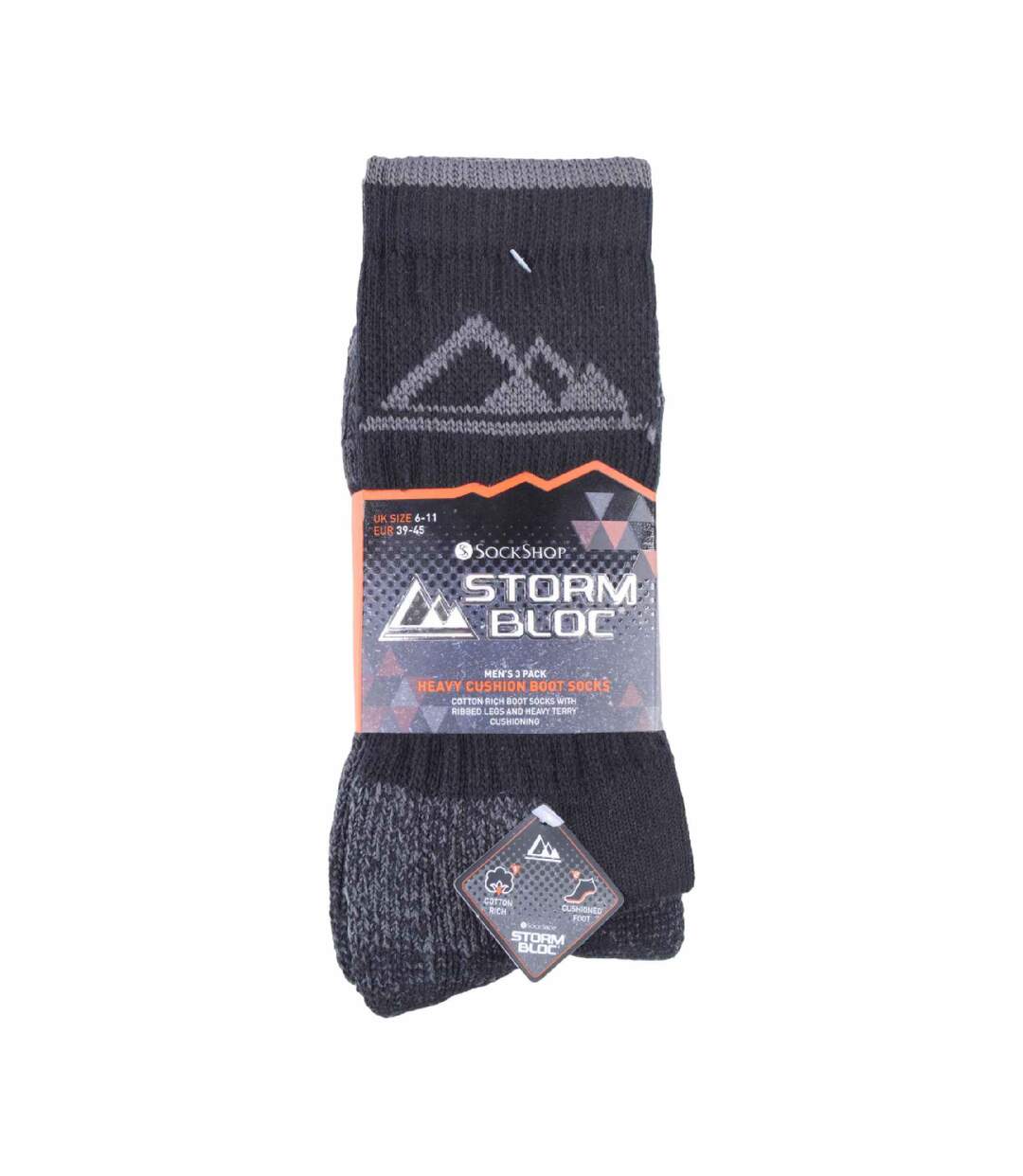 3 Pack Mens Heavy Cushioned Outdoor Cotton Hiking Socks-2