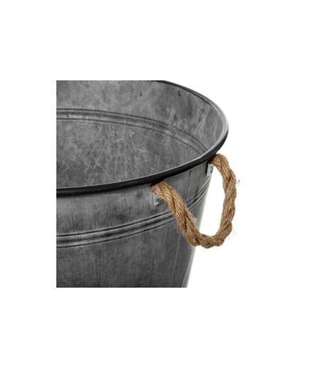 Cache-Pot en Fer Design Zinc 38cm Gris