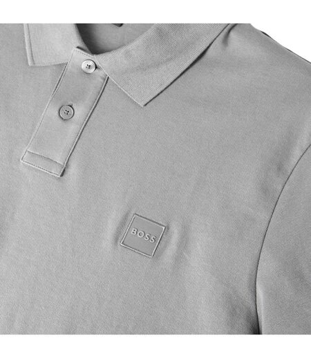 Mens Passenger Box Logo Polo Shirt Grey Boss