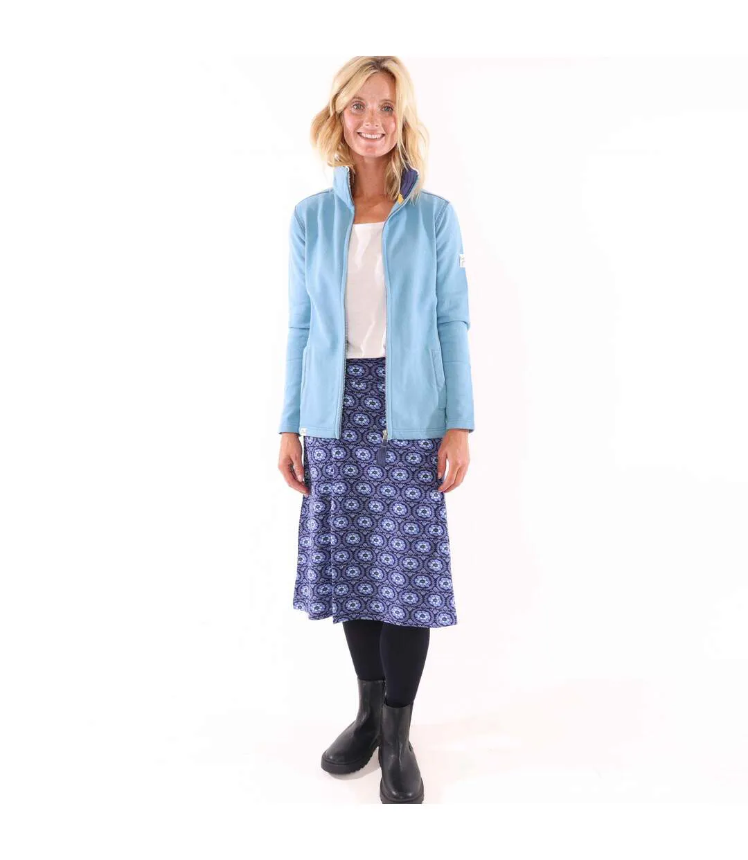 Womens/ladies Circle Jersey Midi Skirt Blue Lazy Jacks-3