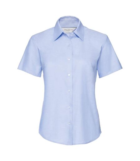 Russell Collection Ladies/Womens Short Sleeve Easy Care Oxford Shirt (Oxford Blue)