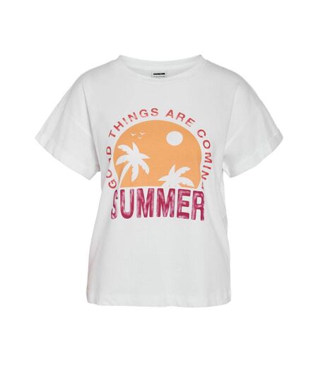 T-shirt Blanc Femme Noisy May Gaby - L