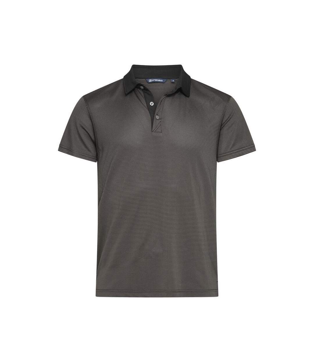 Mens Virtue Stripes Polo Shirt Black Cutter & Buck-1