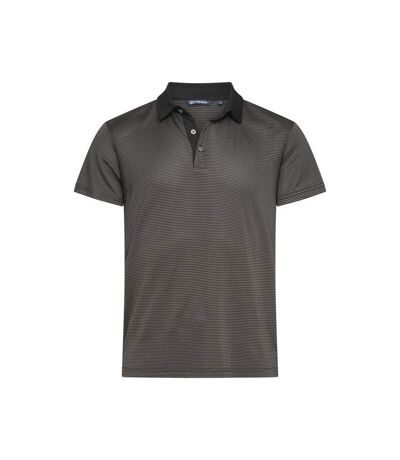 Mens Virtue Stripes Polo Shirt Black Cutter & Buck