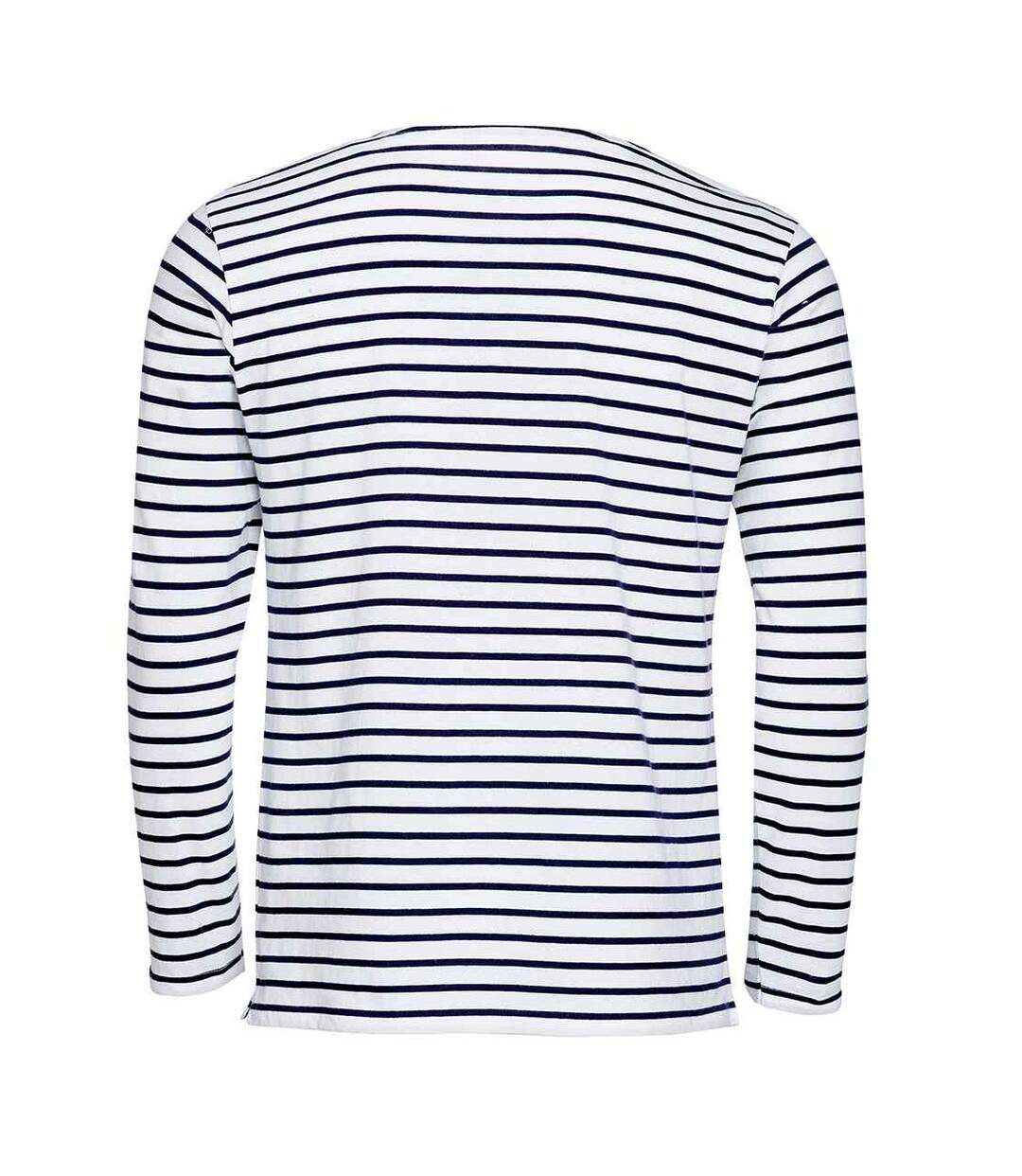 T-shirt Marine Homme Blanc Bleu Marine SOLS-2