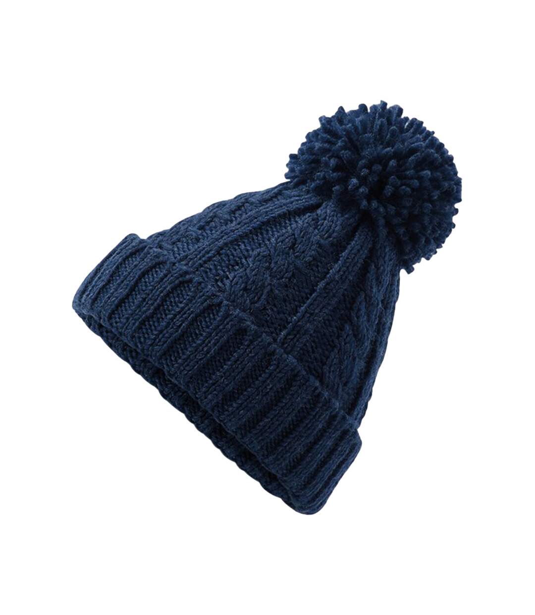 Unisex Adult Melange Cable Knit Beanie Navy Beechfield-3
