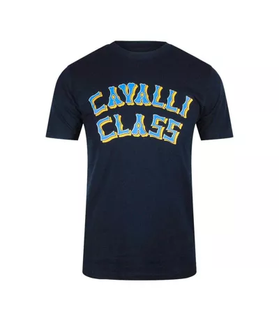 T-shirt Motif/style Logo Superposé Homme Bleu Marine Cavalli Class