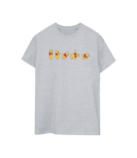 Disney Womens/Ladies Winnie The Pooh Stretching Cotton Boyfriend T-Shirt (Gris sportif) - UTBI47464
