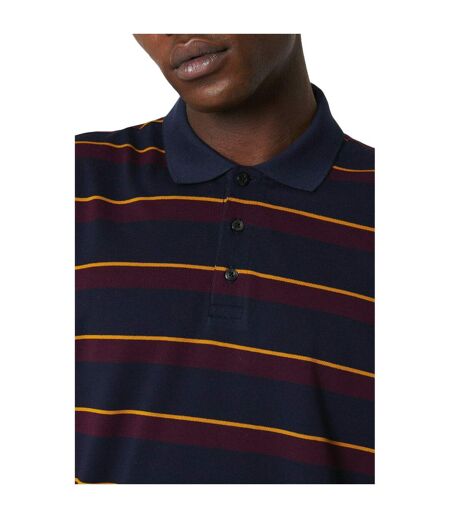 Maine Mens College Stripe Polo Shirt (Navy)