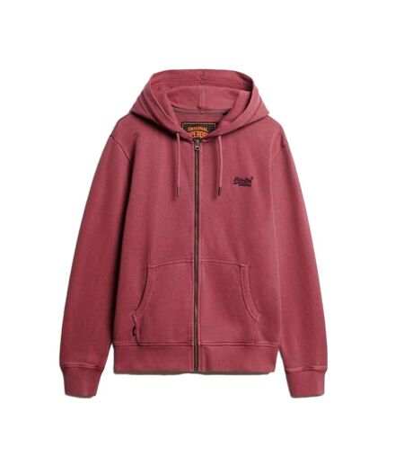 Sweat zippé bordeaux homme superdry essential washed ziphood