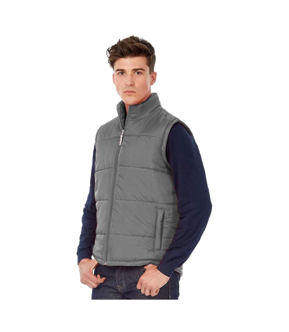 B&C Mens Full Zip Waterproof Bodywarmer/Gilet (Dark Grey)