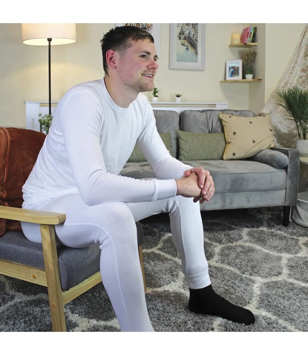 THMO - Homme Caleçon Thermique Long Johns Hiver sous Vetement Pantalon Polaire-5