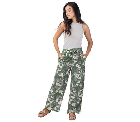 Pantalon femme jambes larges MELODY kaki Coton Du Monde