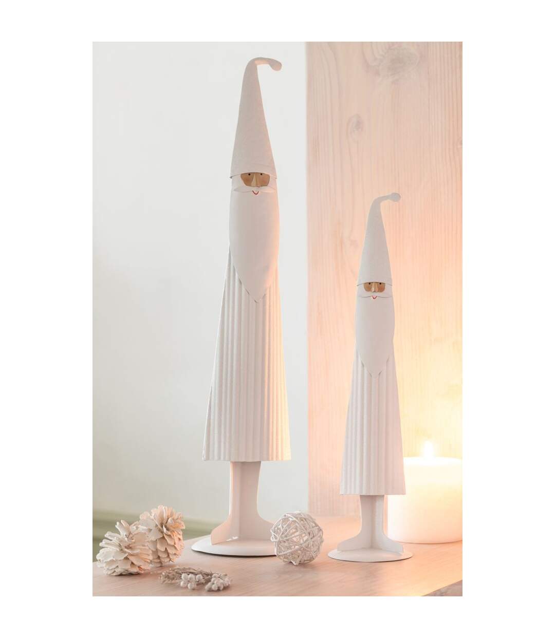 Père-Noël en Métal Moderne 45cm Blanc-3