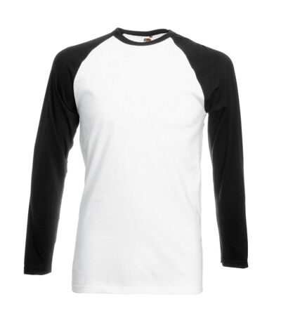 T-shirt de baseball à manches longues  pour homme blanc/noir Fruit of the Loom