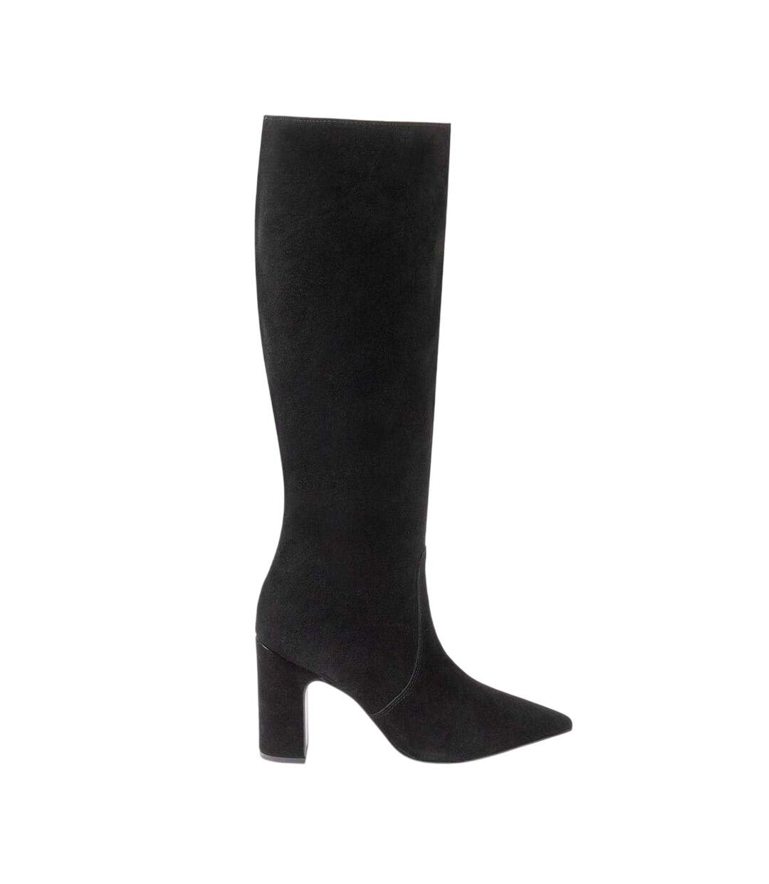 Womens/ladies Suede Block Heel Knee-high Boots Black I Saw It First-1