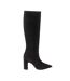 Womens/ladies Suede Block Heel Knee-high Boots Black I Saw It First-1