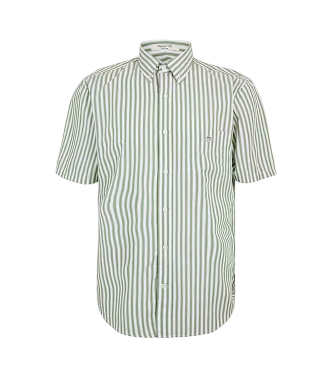 Chemise Manches Courtes Motif/style À Rayures Homme Vert Kaki Vert Gant-2