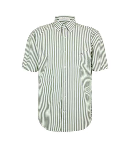 Chemise Manches Courtes Motif/style À Rayures Homme Vert Kaki Vert Gant