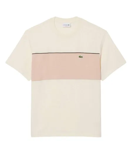 T-shirt Motif/style Blocs De Couleurs Homme Beige Lacoste