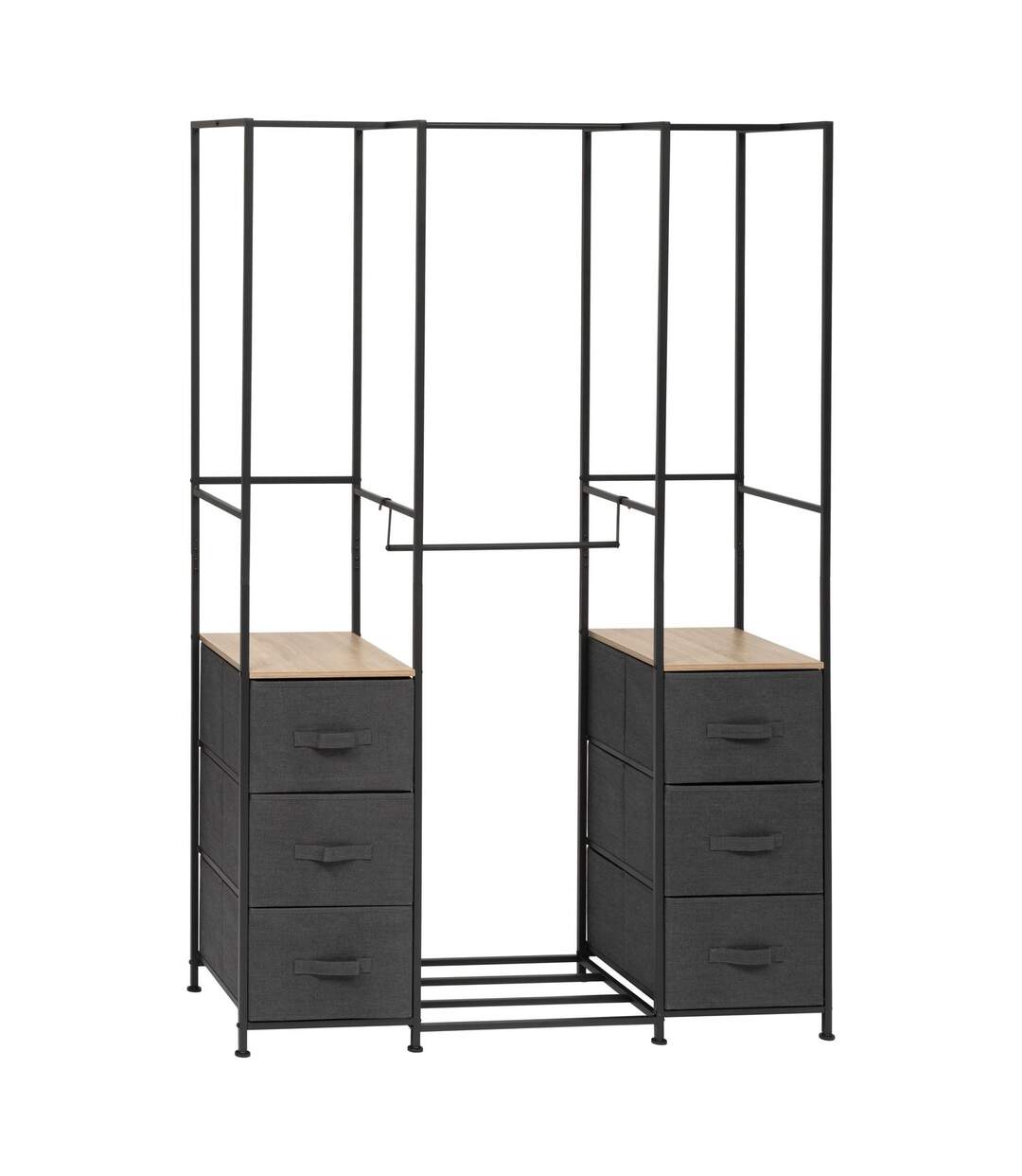 Penderie 6 tiroirs en tissu et métal TISSA - Gris-1