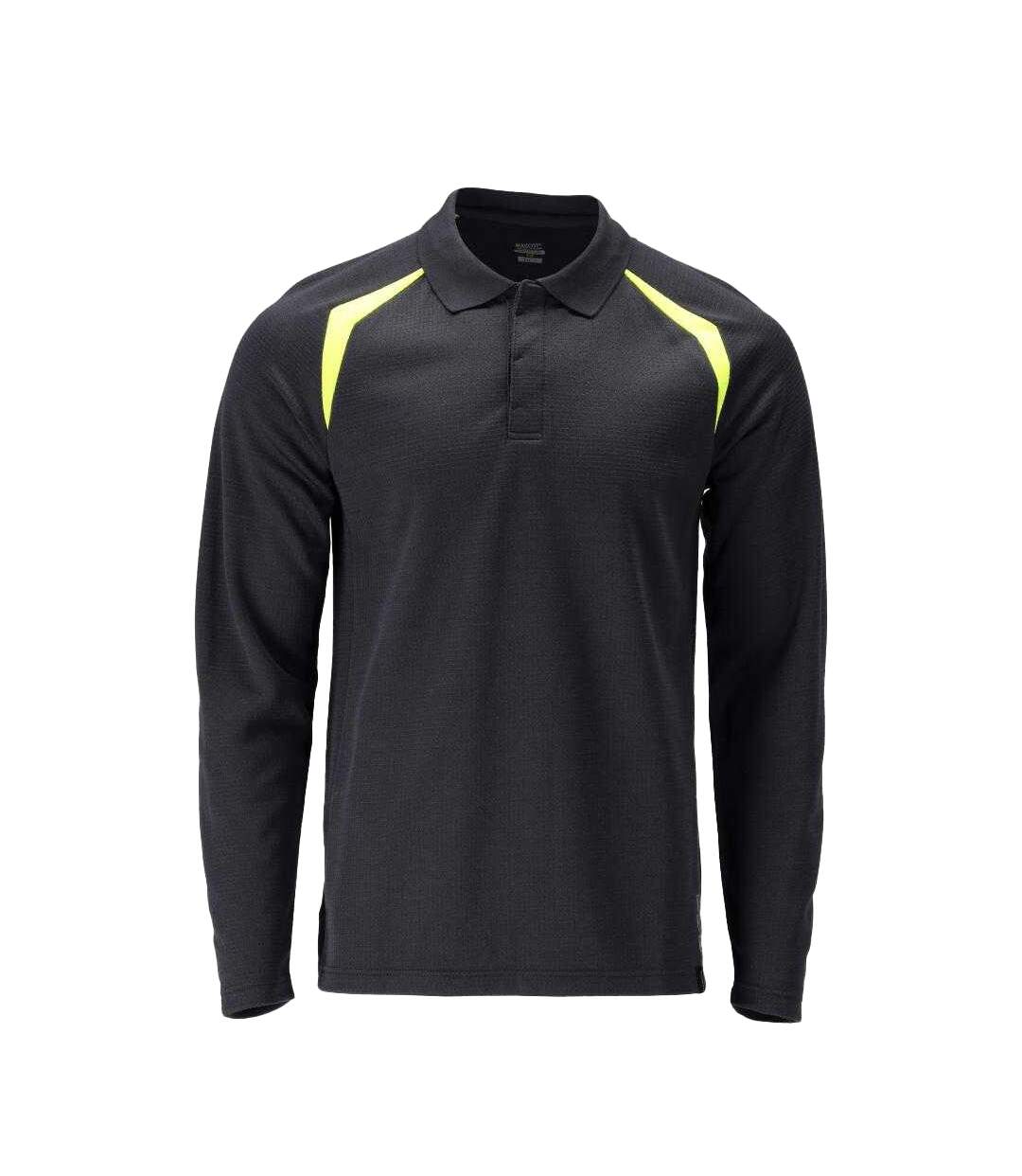 Mens Accelerate Multisafe High-vis Polo Shirt Dark Navy Yellow Mascot-1