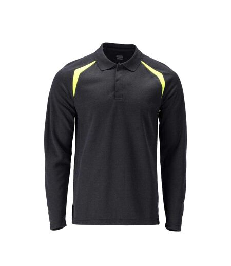 Mens Accelerate Multisafe High-vis Polo Shirt Dark Navy Yellow Mascot