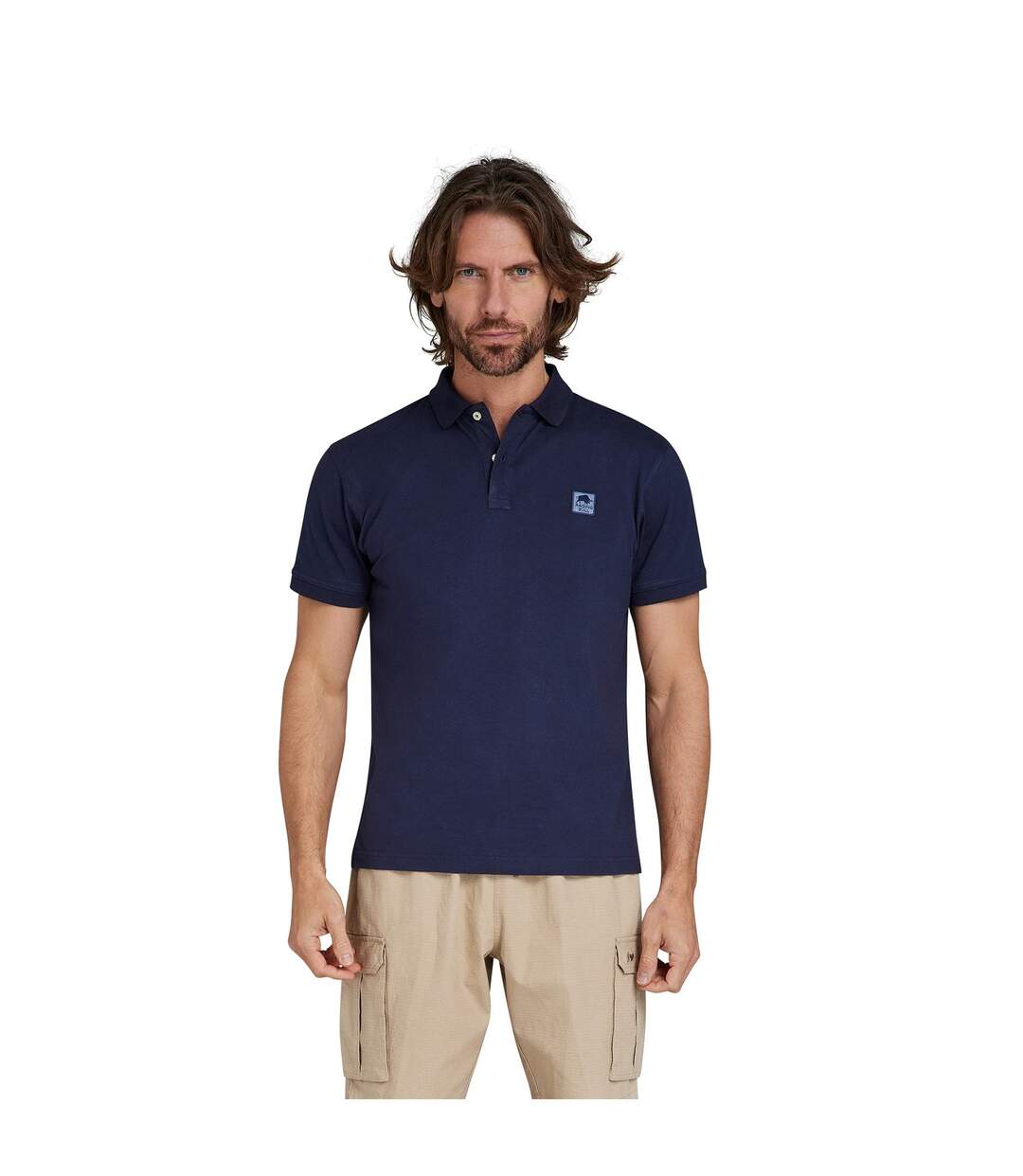 Mens patch jersey polo shirt navy Raging Bull-3