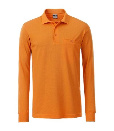 Polo homme poche poitrine manches longues - JN866 - orange - workwear
