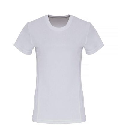 Womens/ladies embossed panel t-shirt white TriDri