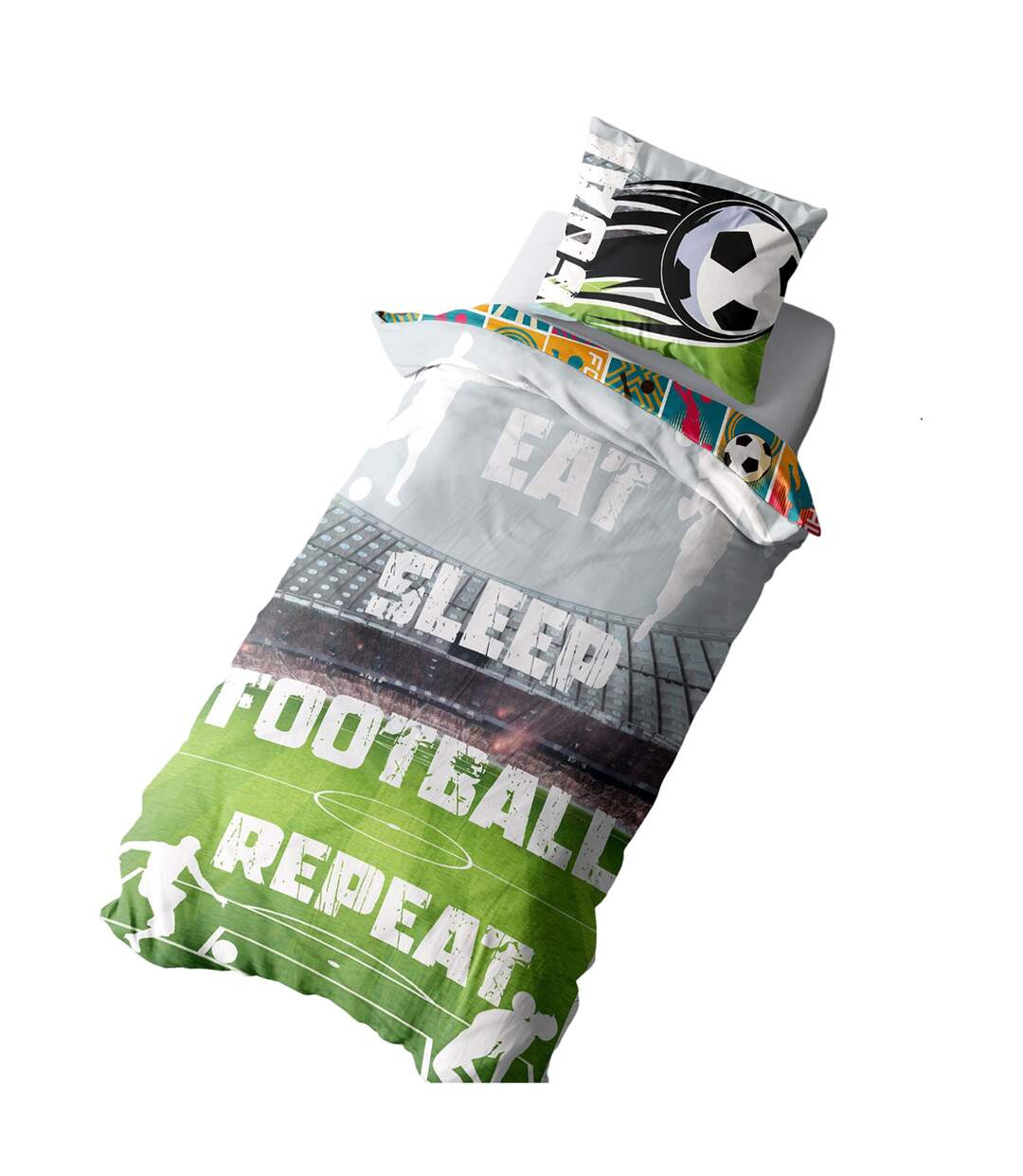 Its Coming Home Eat Sleep Football Repeat Panel Duvet Set Multicoloured K Collection-2