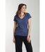 Tee Shirt Col V Lurex Manches Courtes Femme Tee Sun Twilight (marine) | Gerard Pasquier-3