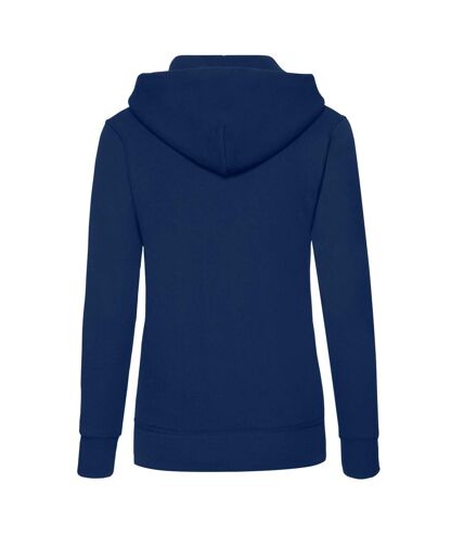 Womens/ladies heather classic hoodie navy Fruit of the Loom