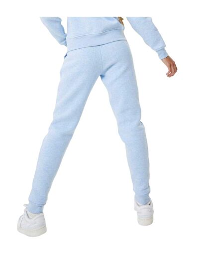 Womens/ladies Cotton Blend Adjustable Waist Classic Joggers Blue Marl USA