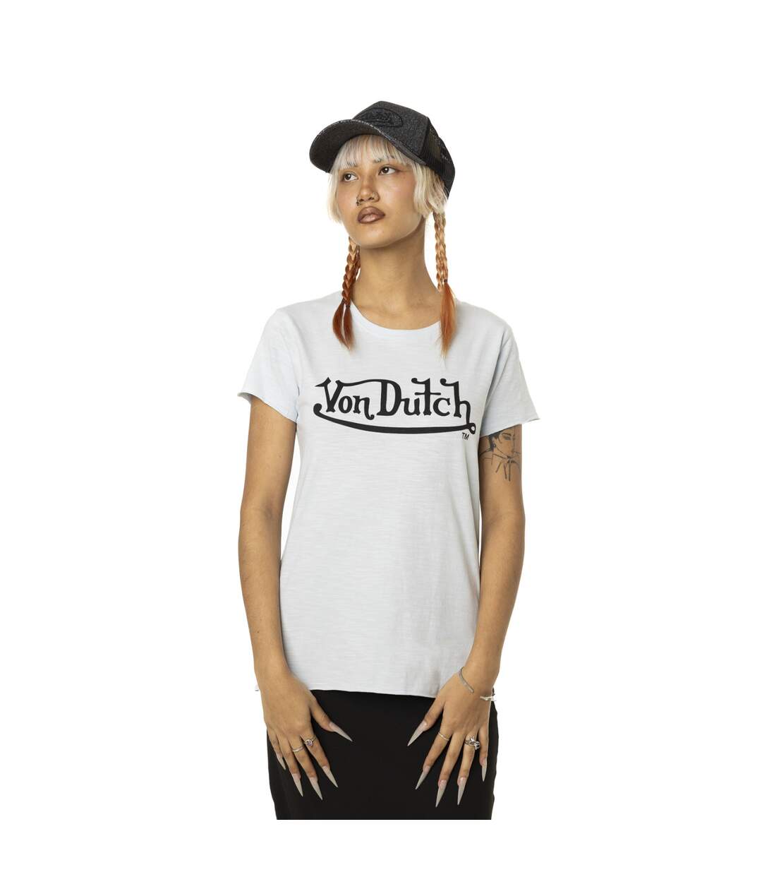 T-shirt femme col rond en slub coton avec print devant Slub Vondutch